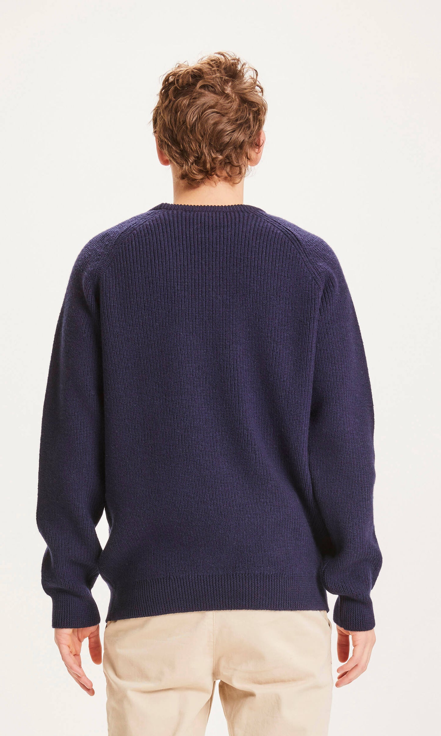 Pull col rond bleu nuit en laine mérinos bio - VALLEY O-neck