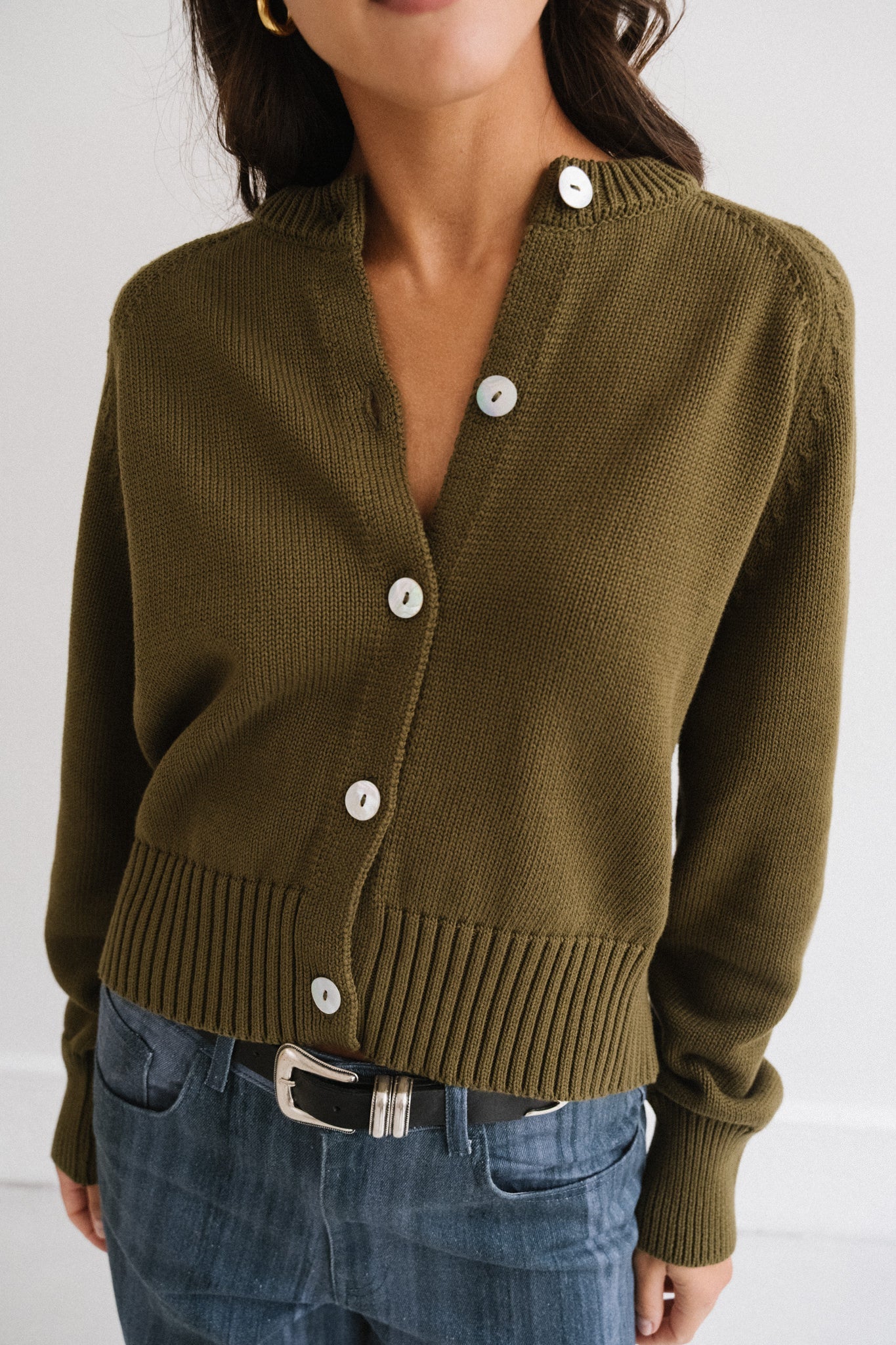 Gilet en coton bio | olive "sivia - woody olive"