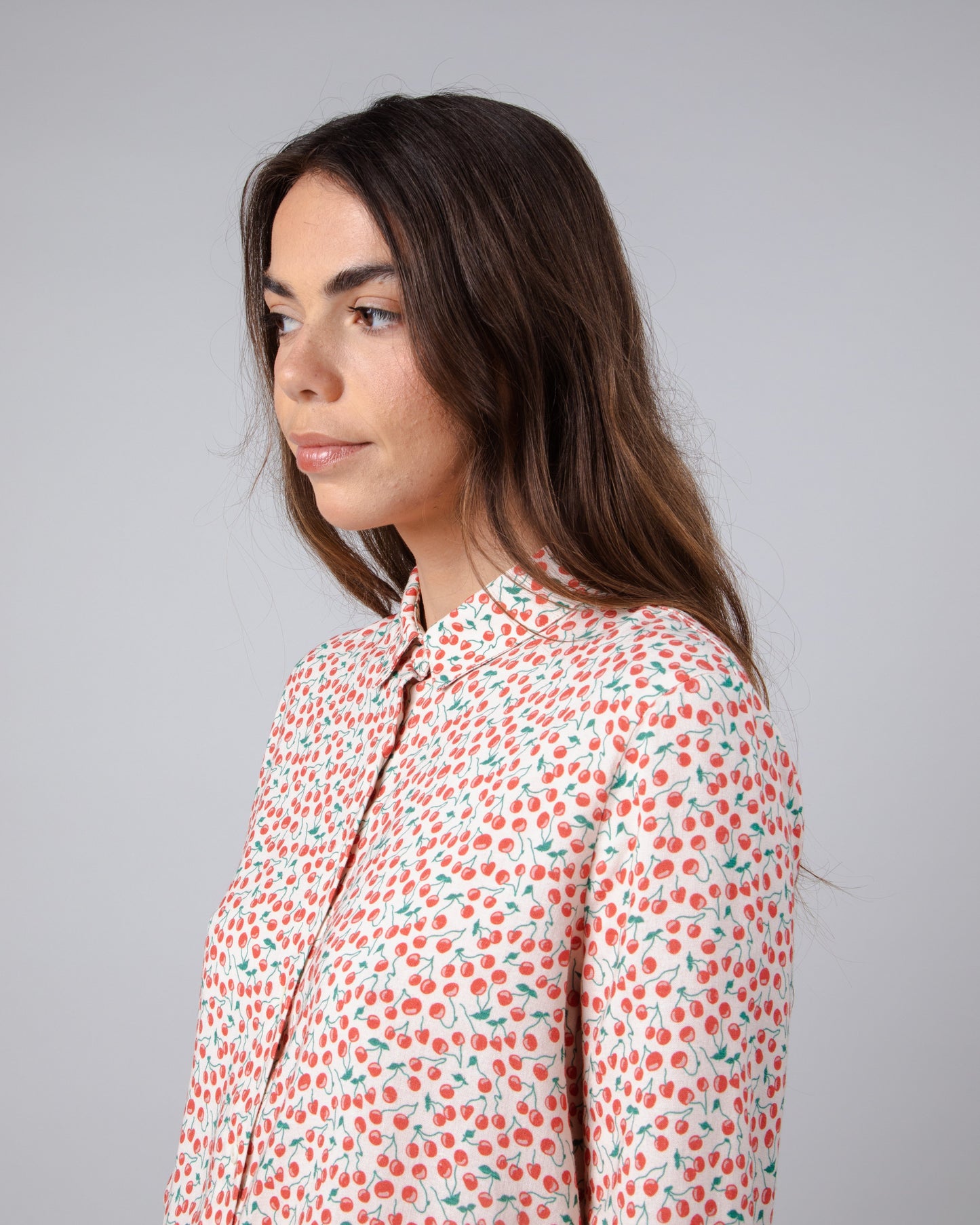 Chemise en ecovero et lin | multicolore "cherry slim fit sand yellow"