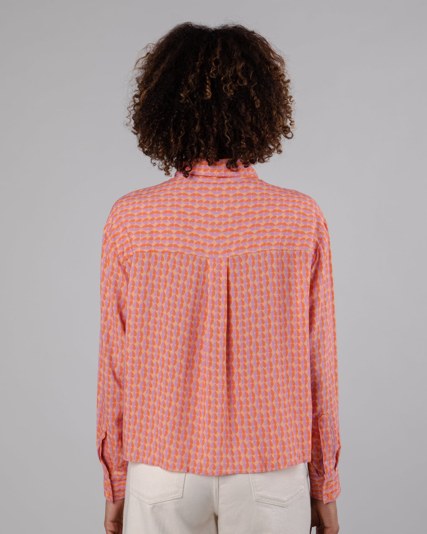 Chemise à motifs en ecovero et lin | multicolore "gummie new boxy apricot orange"