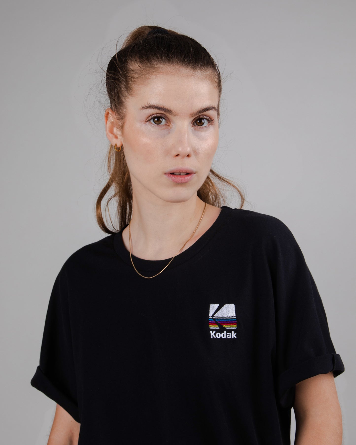 T-shirt imprimé en coton bio | noir "kodak color oversize tee apricot black"