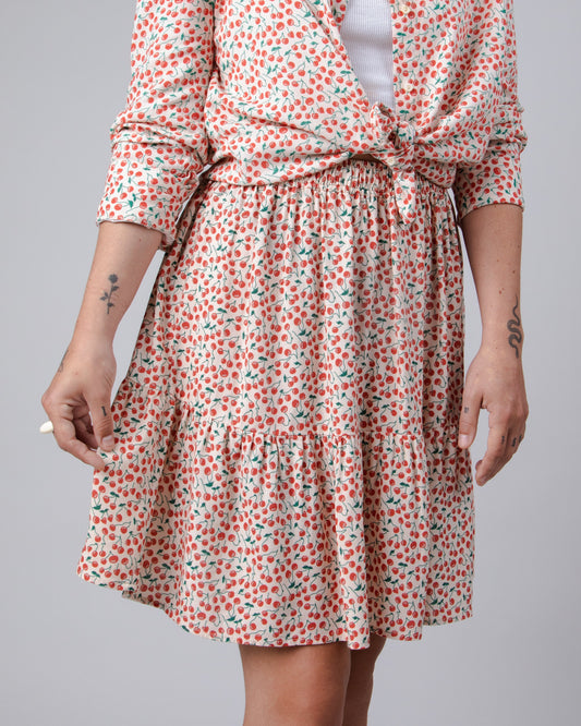 Jupe à volants en ecovero et lin | multicolore "cherry short skirt sand yellow"