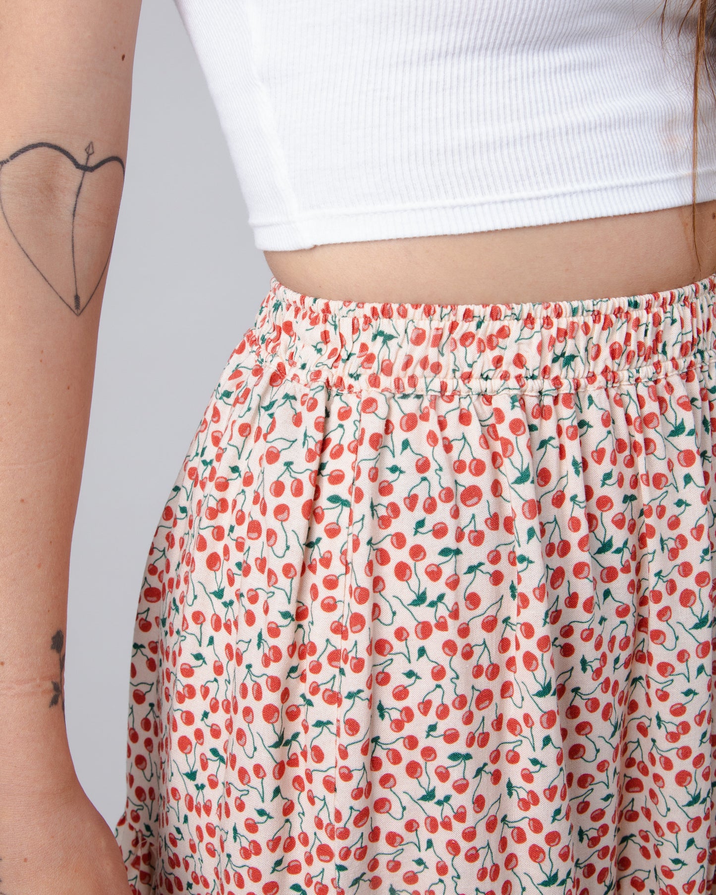 Jupe à volants en ecovero et lin | multicolore "cherry short skirt sand yellow"