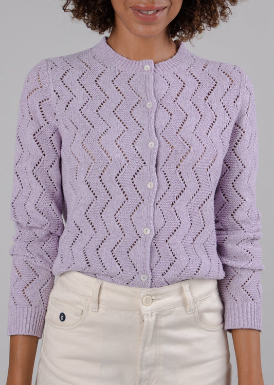 Cardigan en matières recyclées | violet "holeknit knitted jacket lilac purple"