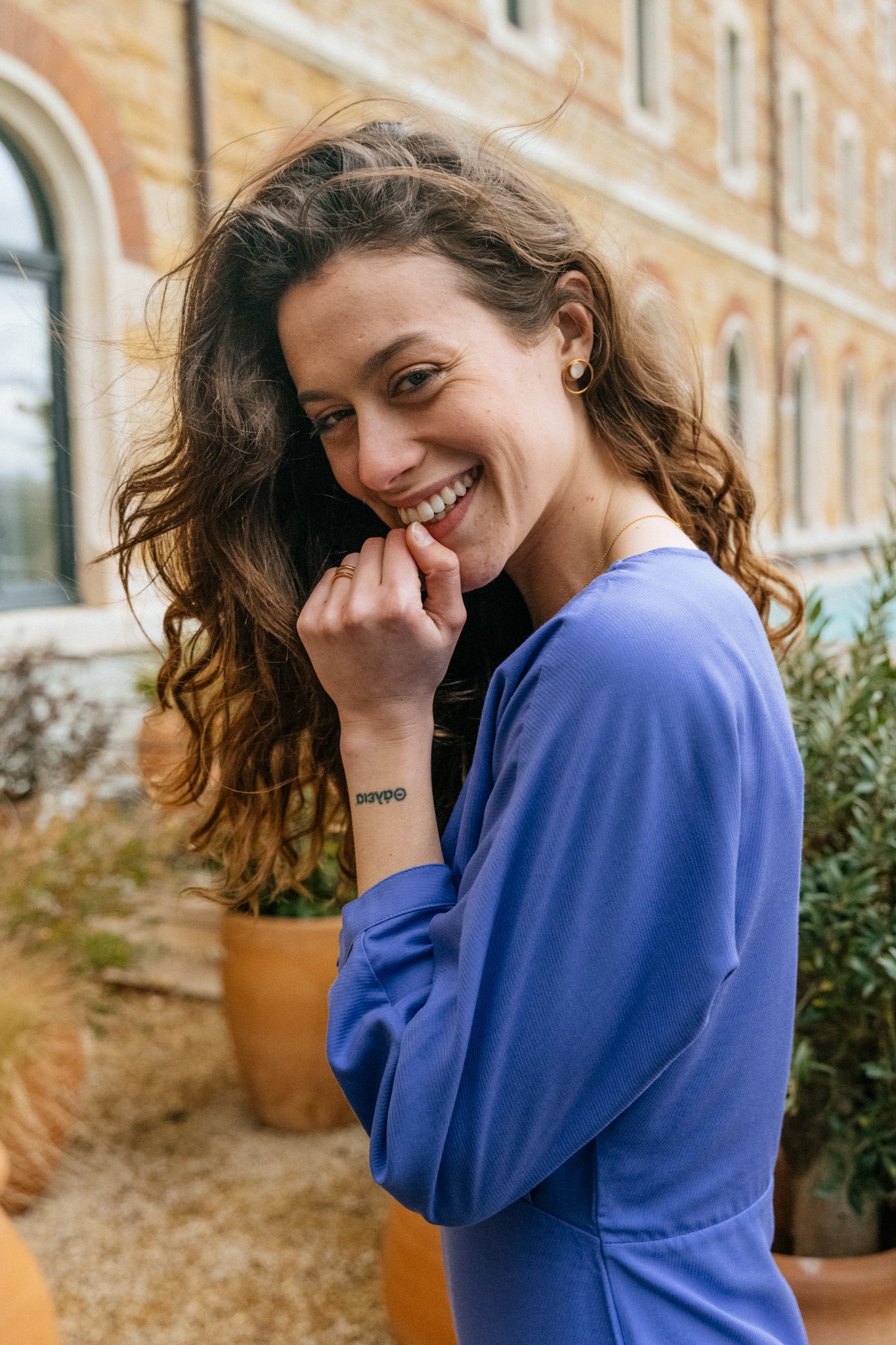 Robe mi-longue violette en tencel - maarlena vibrant violet