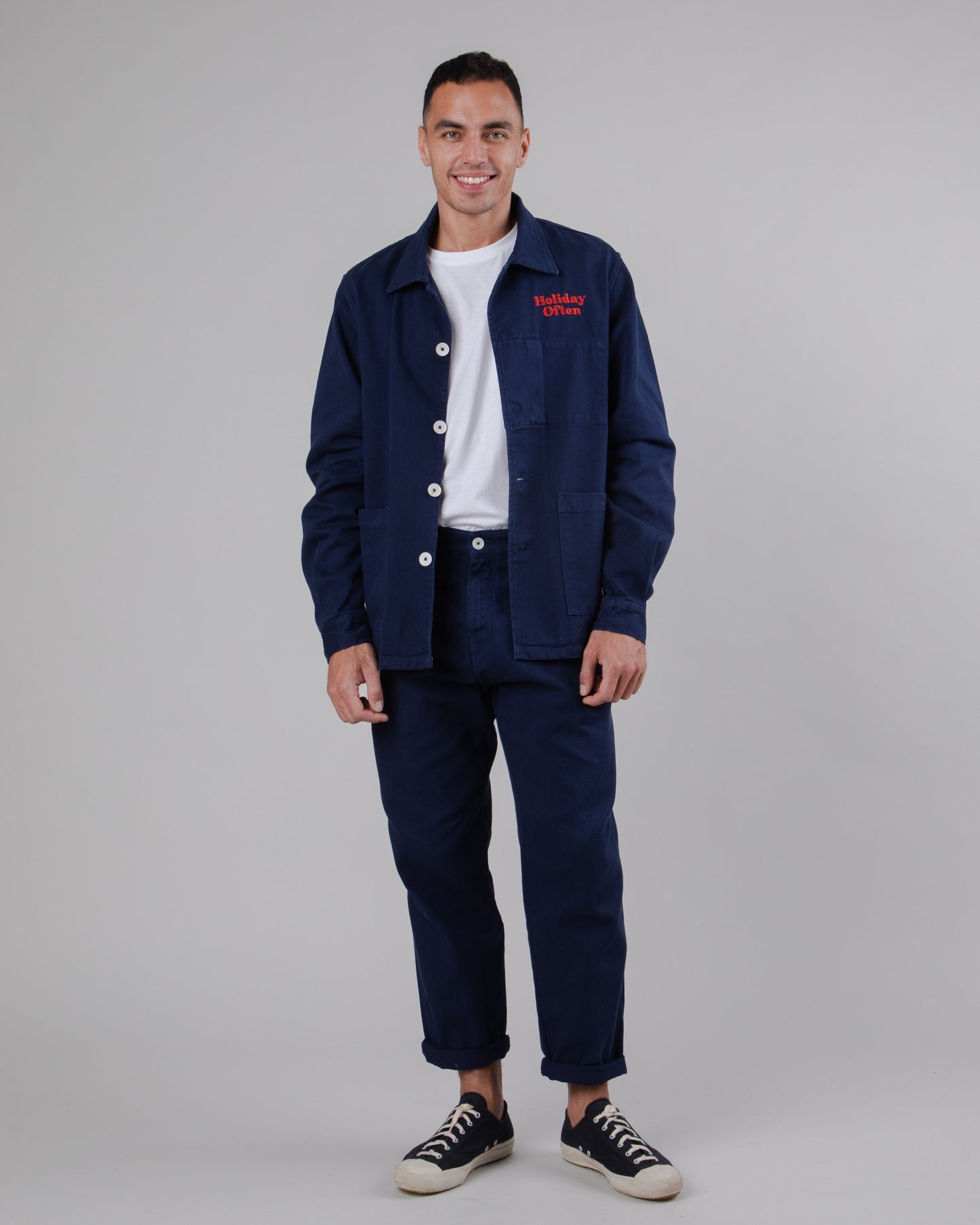 Pantalon ample en coton bio | marine "carpenter pant navy blue"