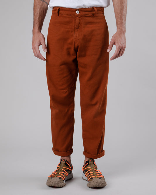 Pantalon ample en coton bio | marron "carpenter pant nutshell brown"