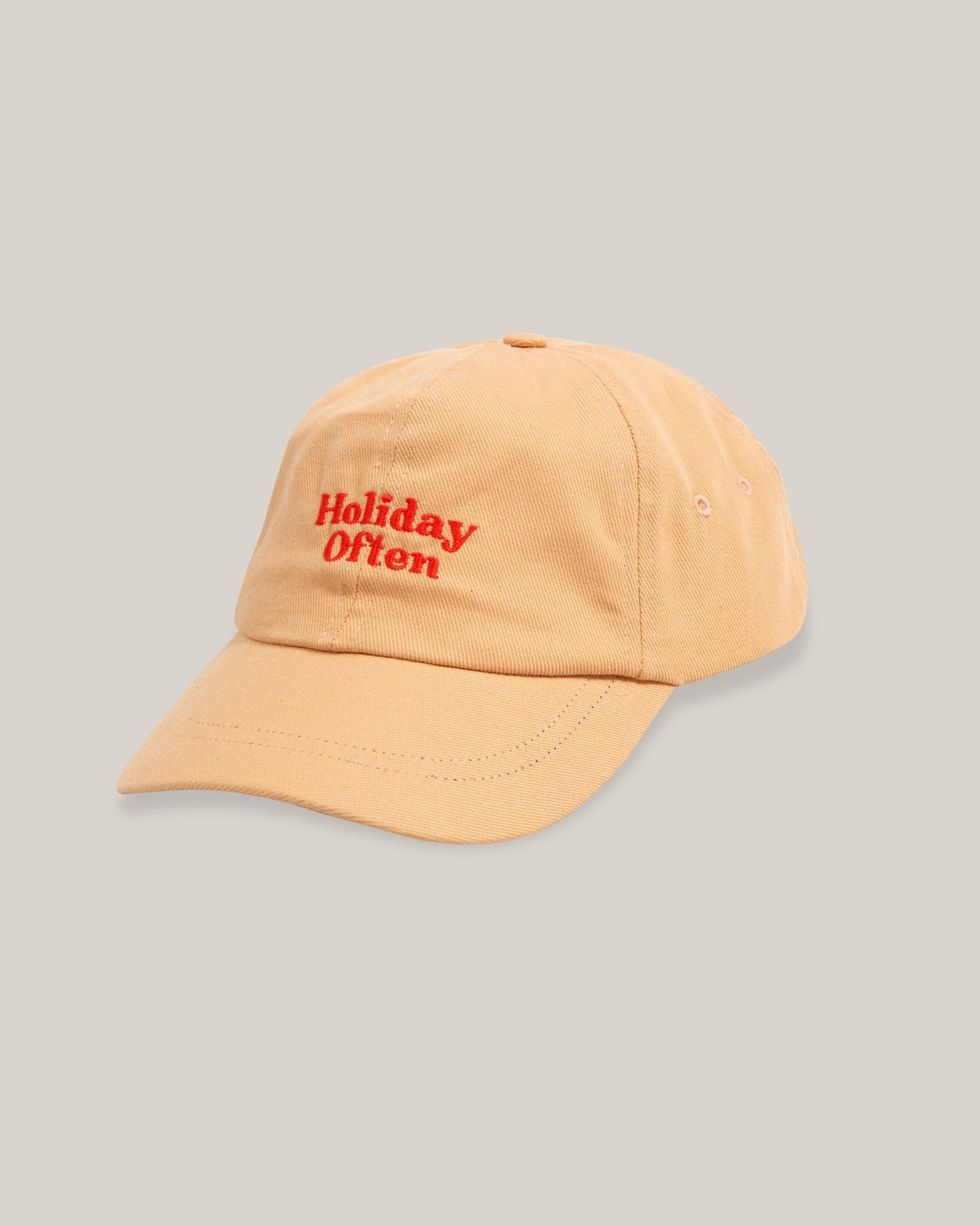 Casquette brodée en coton bio | beige "holiday 6 panel cap coiro pink"