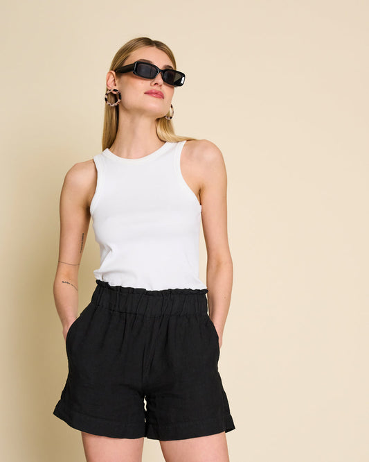 Short en lin | noir "tournai black"