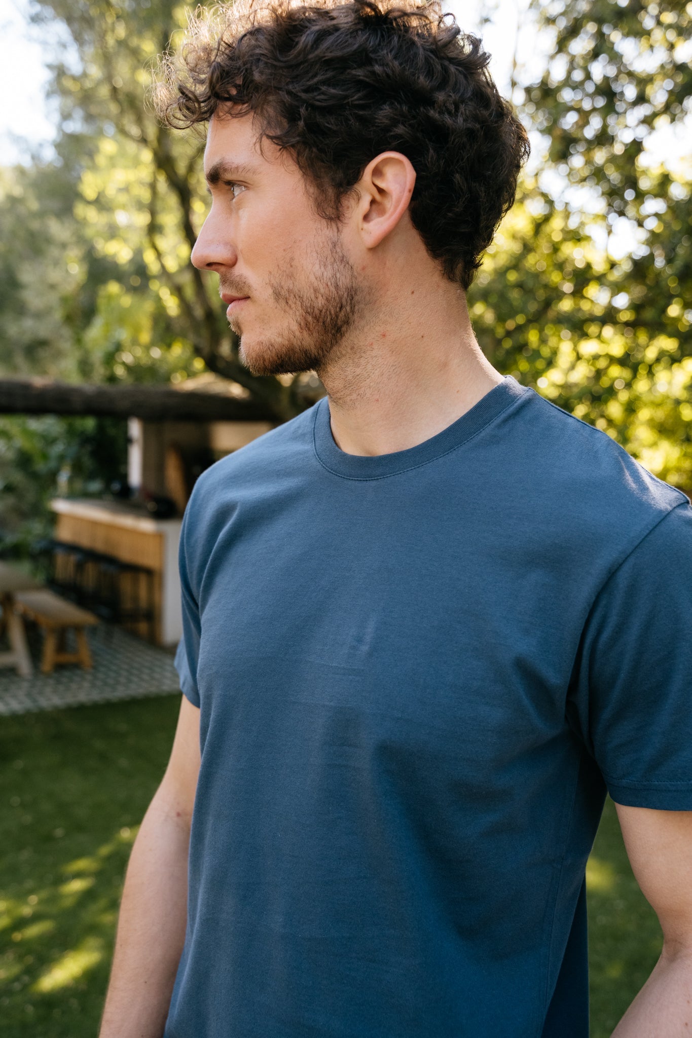 T-shirt en coton bio | bleu "petrol blue"