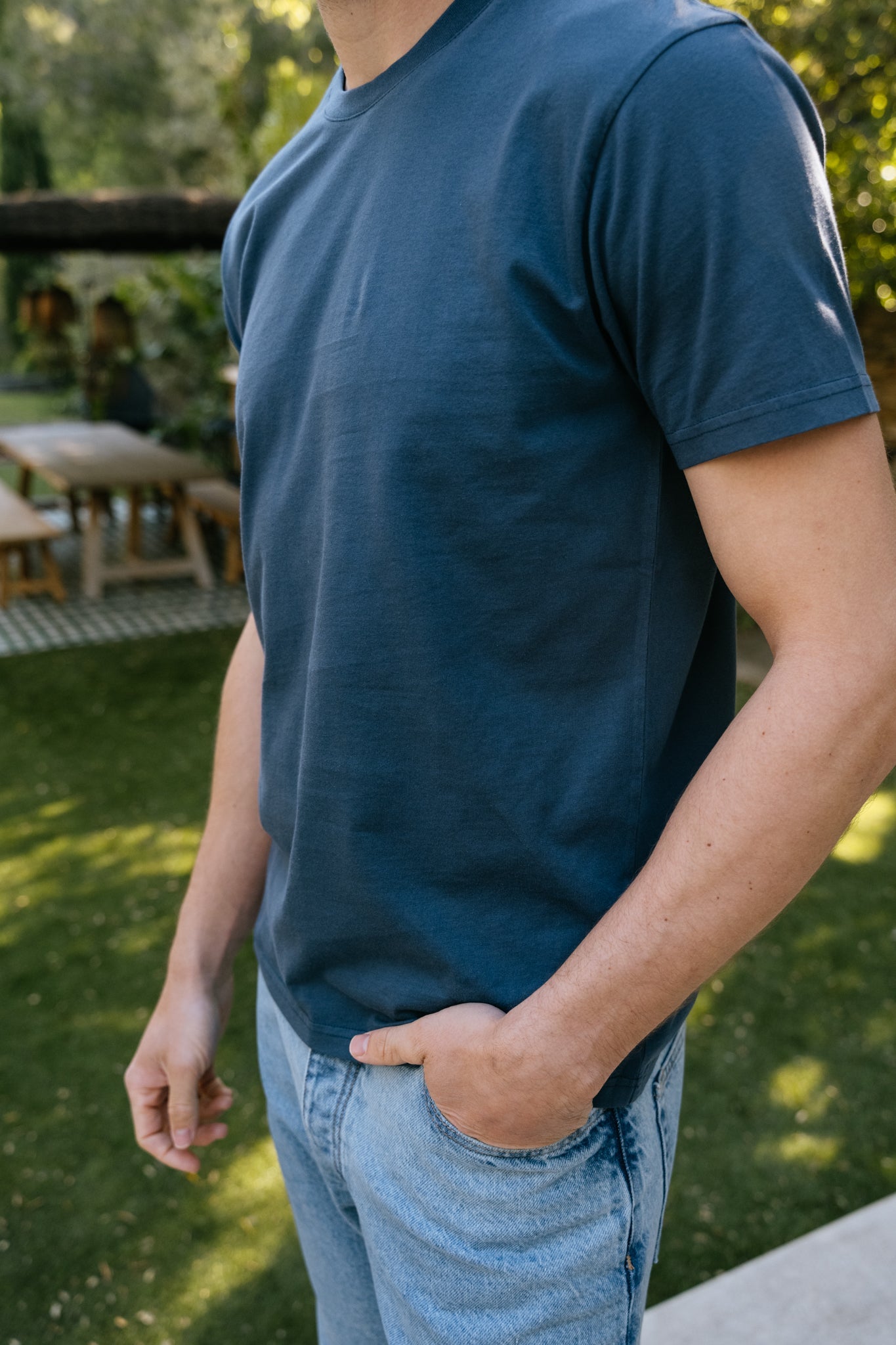 T-shirt en coton bio | bleu "petrol blue"