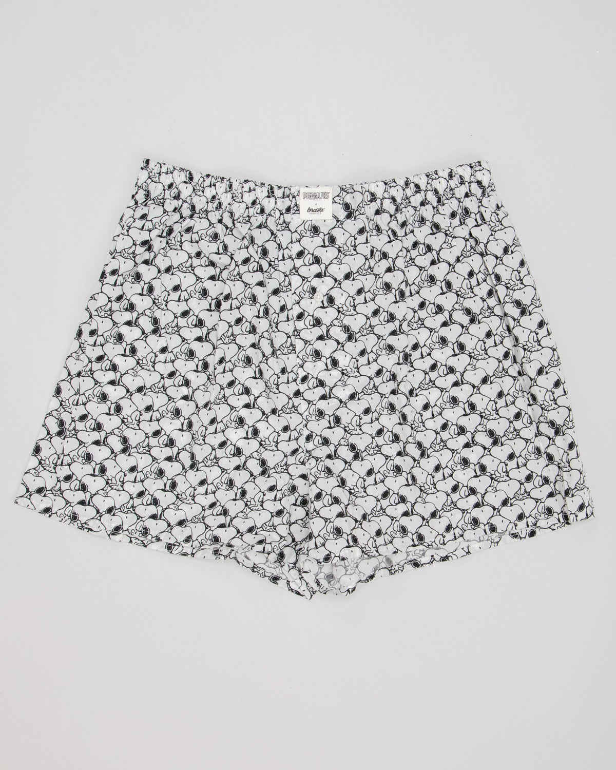 Caleçon à imprimés en coton bio | blanc "peanuts b&w cotton boxers ecru"