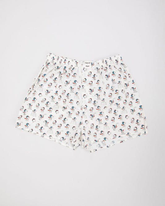 Caleçon à imprimés en coton bio | blanc "peanuts flying ace cotton boxers ecru"
