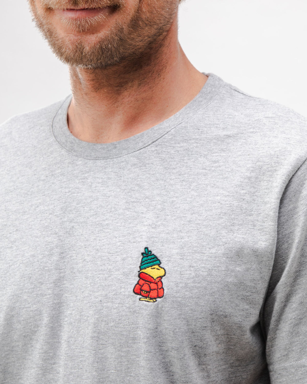 T-shirt en coton bio | gris "peanuts snow cotton t-shirt - grey melange"