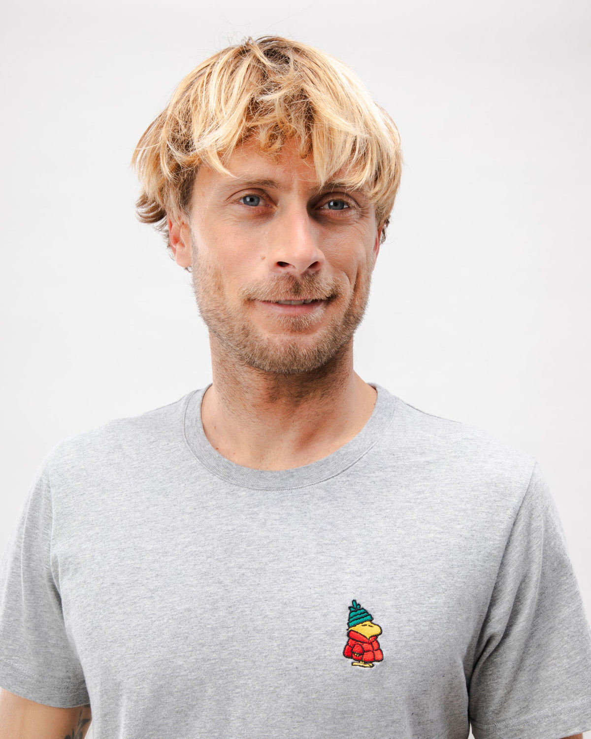T-shirt en coton bio | gris "peanuts snow cotton t-shirt - grey melange"