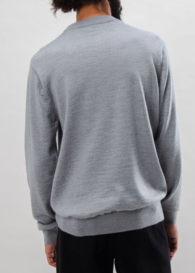 Pull en laine mérinos certifiée | gris "playmobil face wool sweater - grey melange"