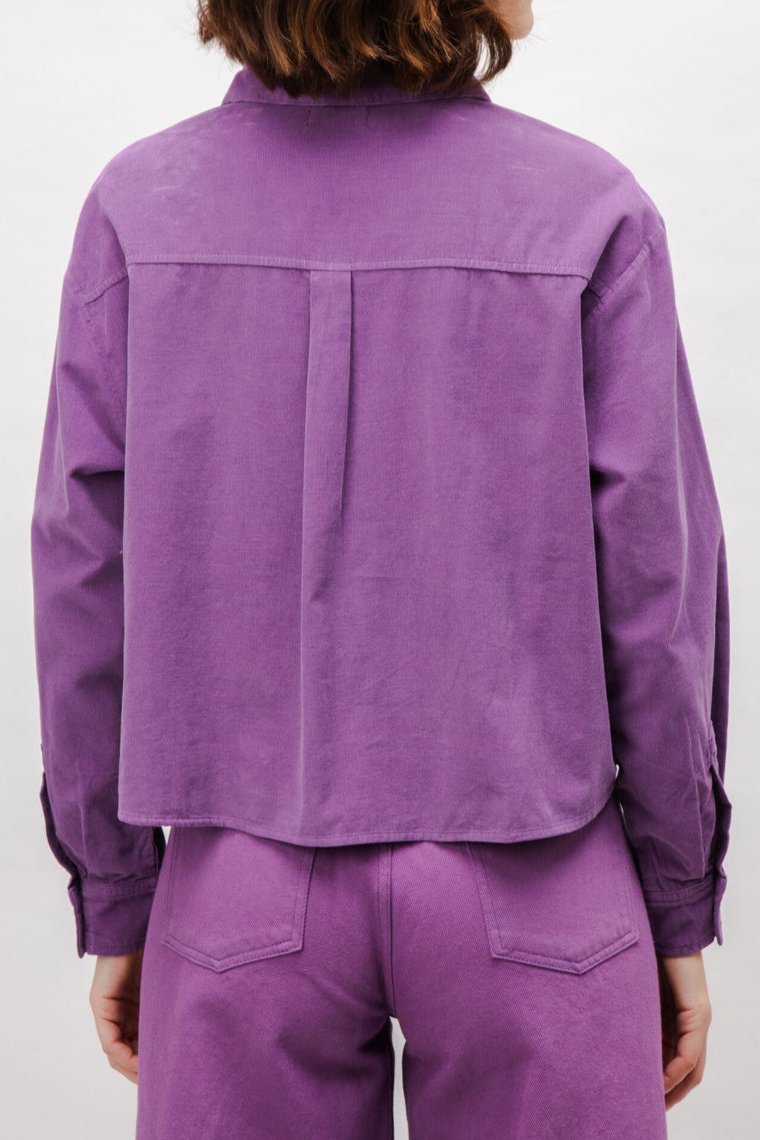 Chemise courte en coton bio | violet "babycord boxy cotton blouse orchid"