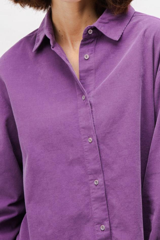Chemise courte en coton bio | violet "babycord boxy cotton blouse orchid"