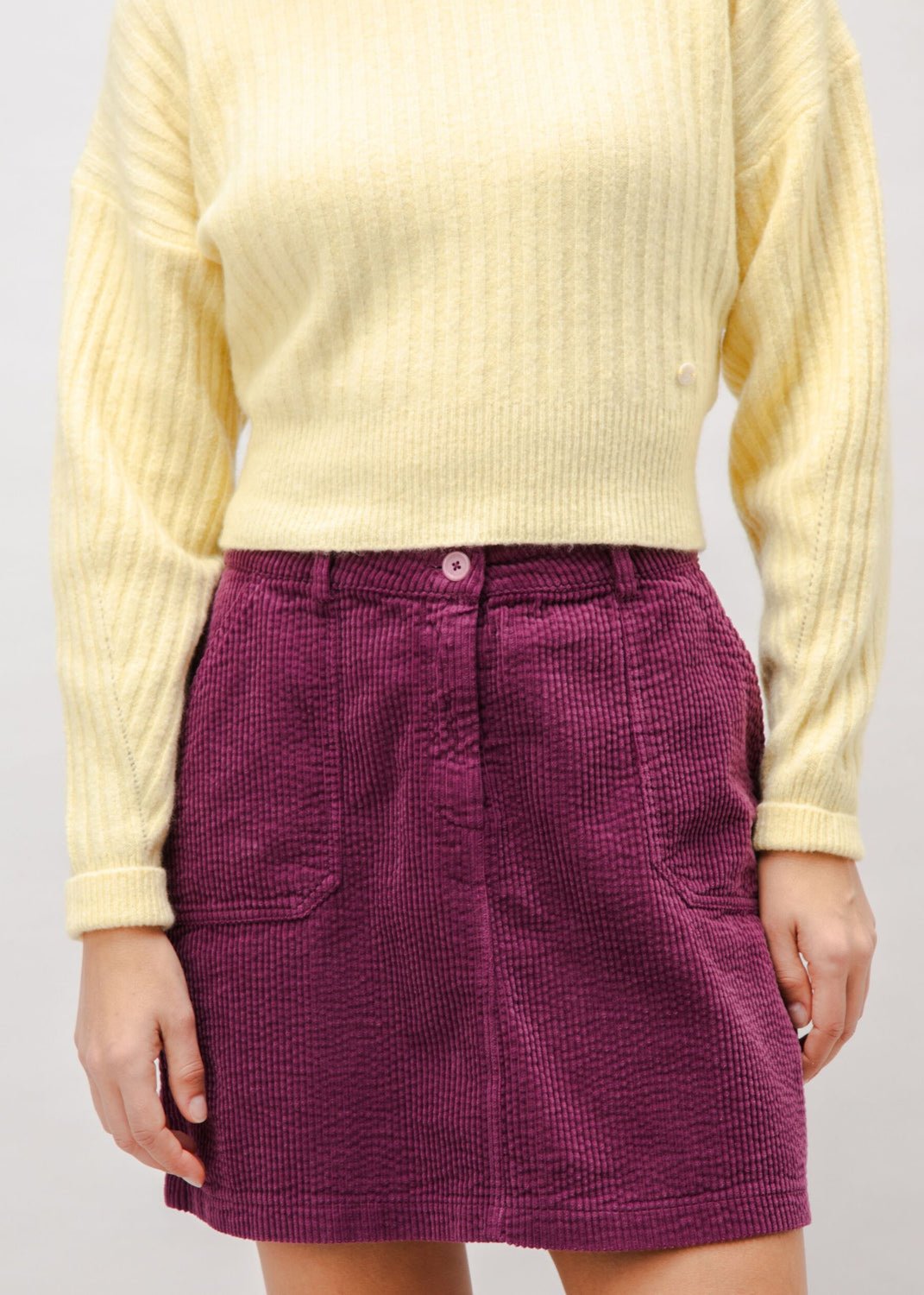 Jupe en coton biologique | violet "corduroy short skirt grape - grape"