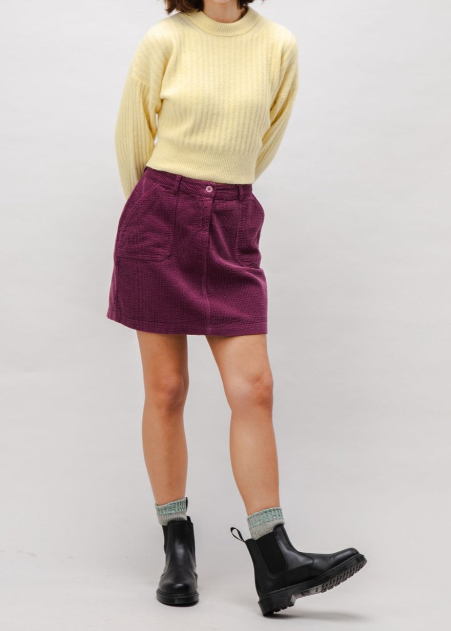 Jupe en coton biologique | violet "corduroy short skirt grape - grape"