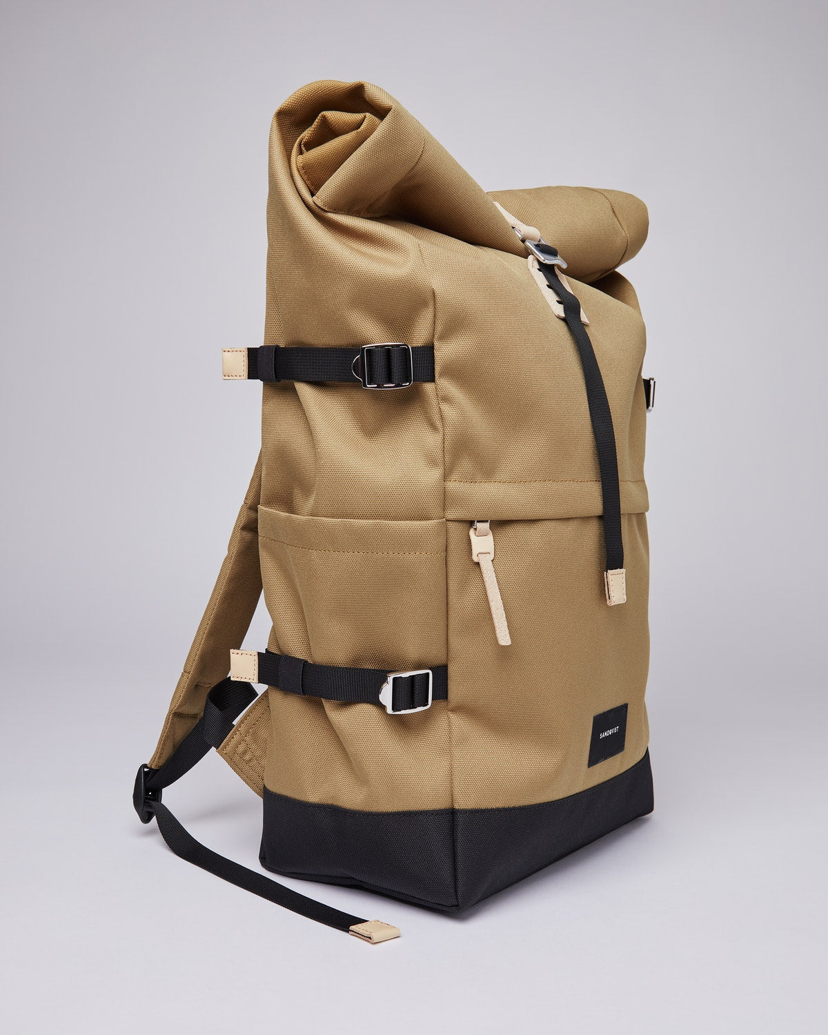 Sac à dos rolltop en matière recyclée | Marron "bernt multi bronze/black with natural leather"