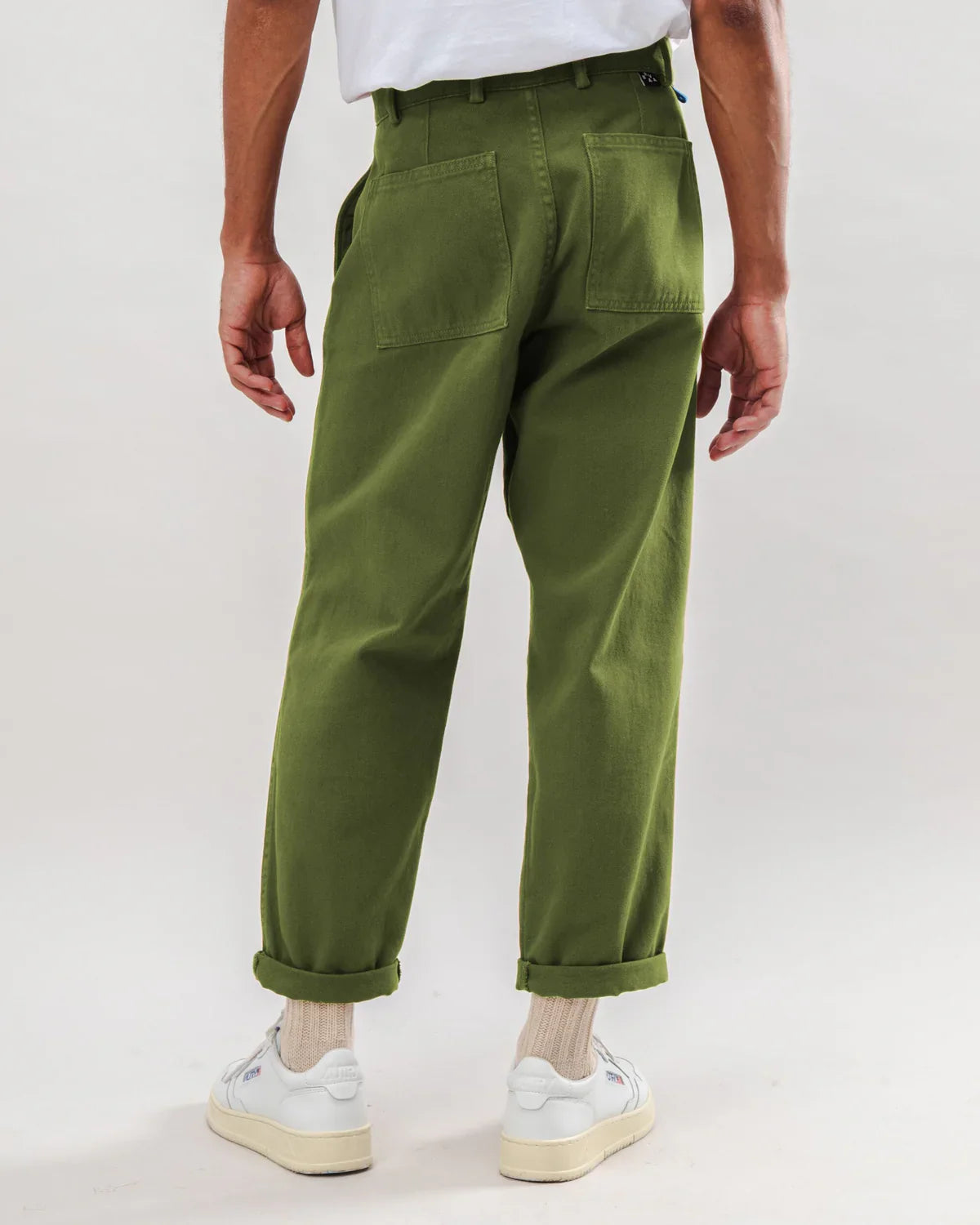 Pantalon droit cargo en coton biologique | vert "carpenter cotton twill pants green - green"