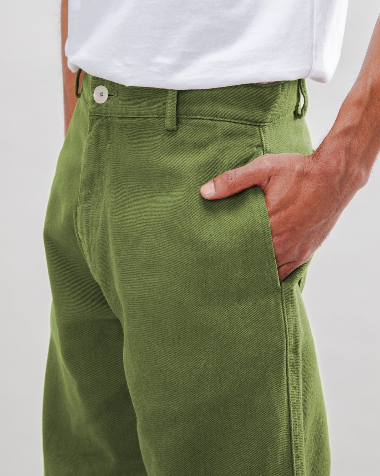 Pantalon droit cargo en coton biologique | vert "carpenter cotton twill pants green - green"