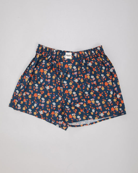 Caleçon à imprimés en coton bio | marine "geo cotton boxers navy"