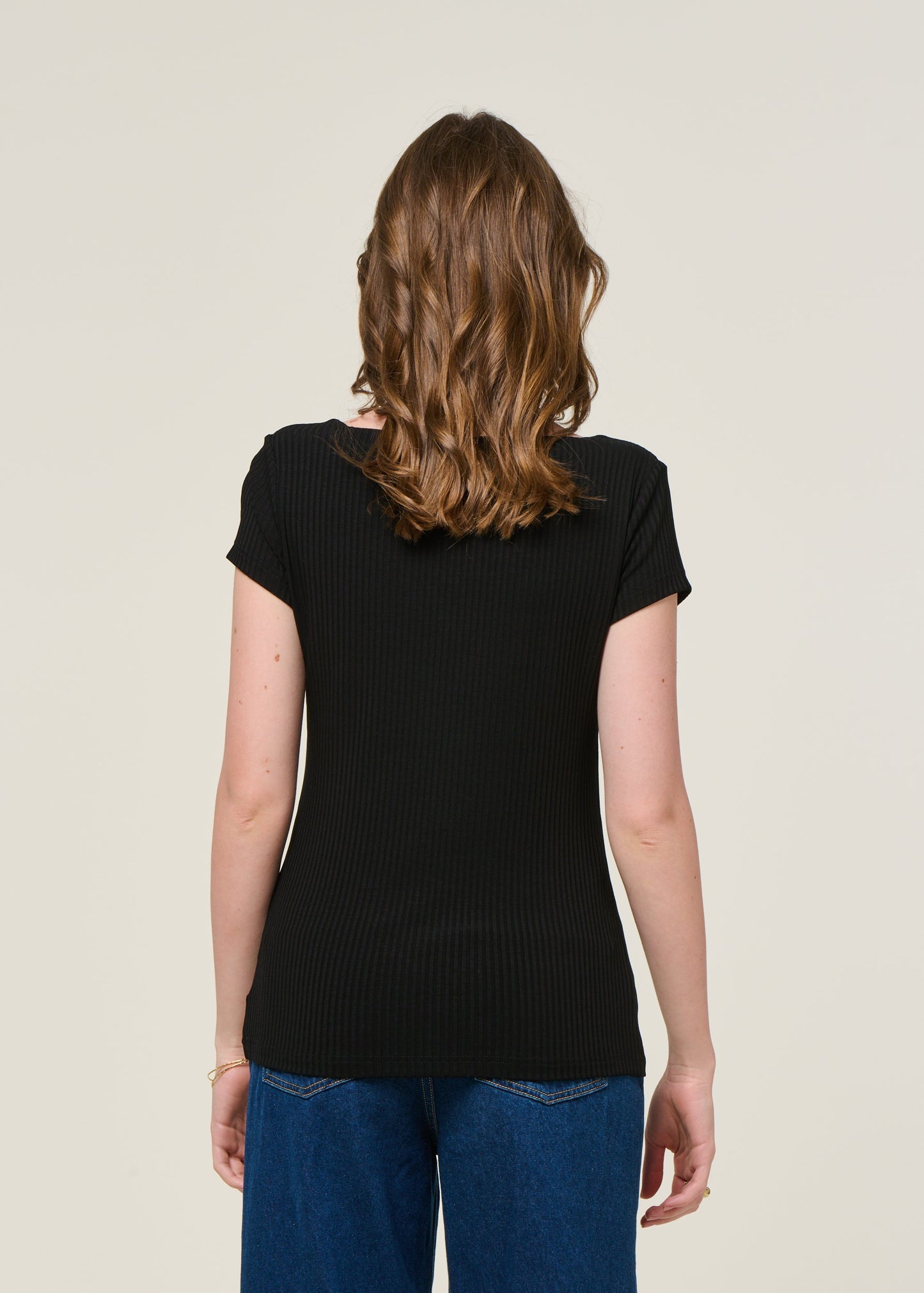 T-shirt côtelé en tencel | noir "arima black"