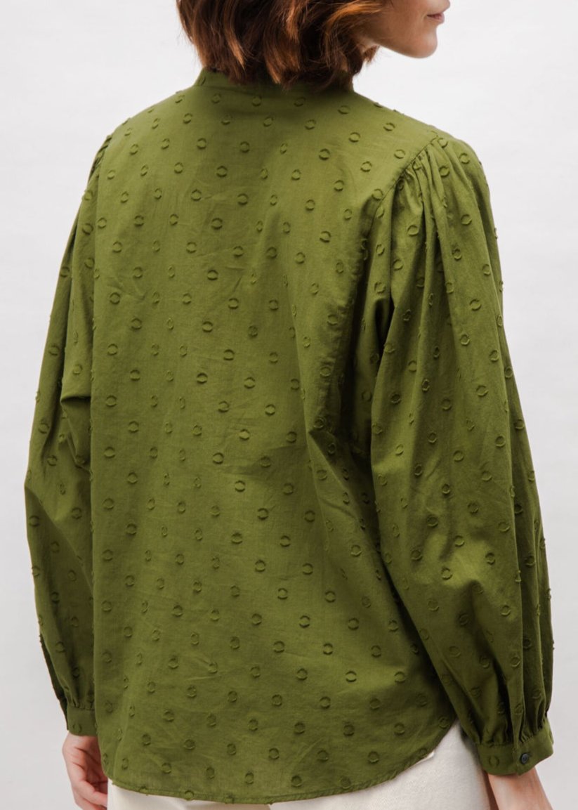 Chemise en coton biologique | vert "polka dot romantic cotton blouse green - green"