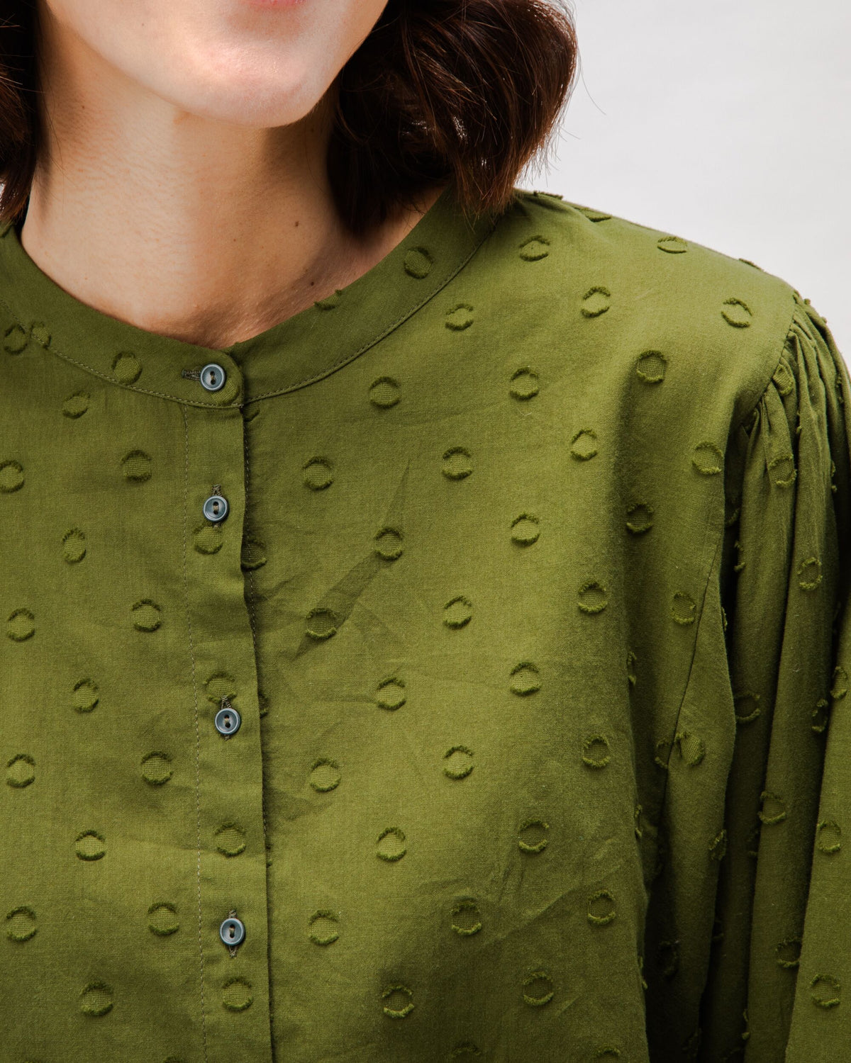 Chemise en coton biologique | vert "polka dot romantic cotton blouse green - green"