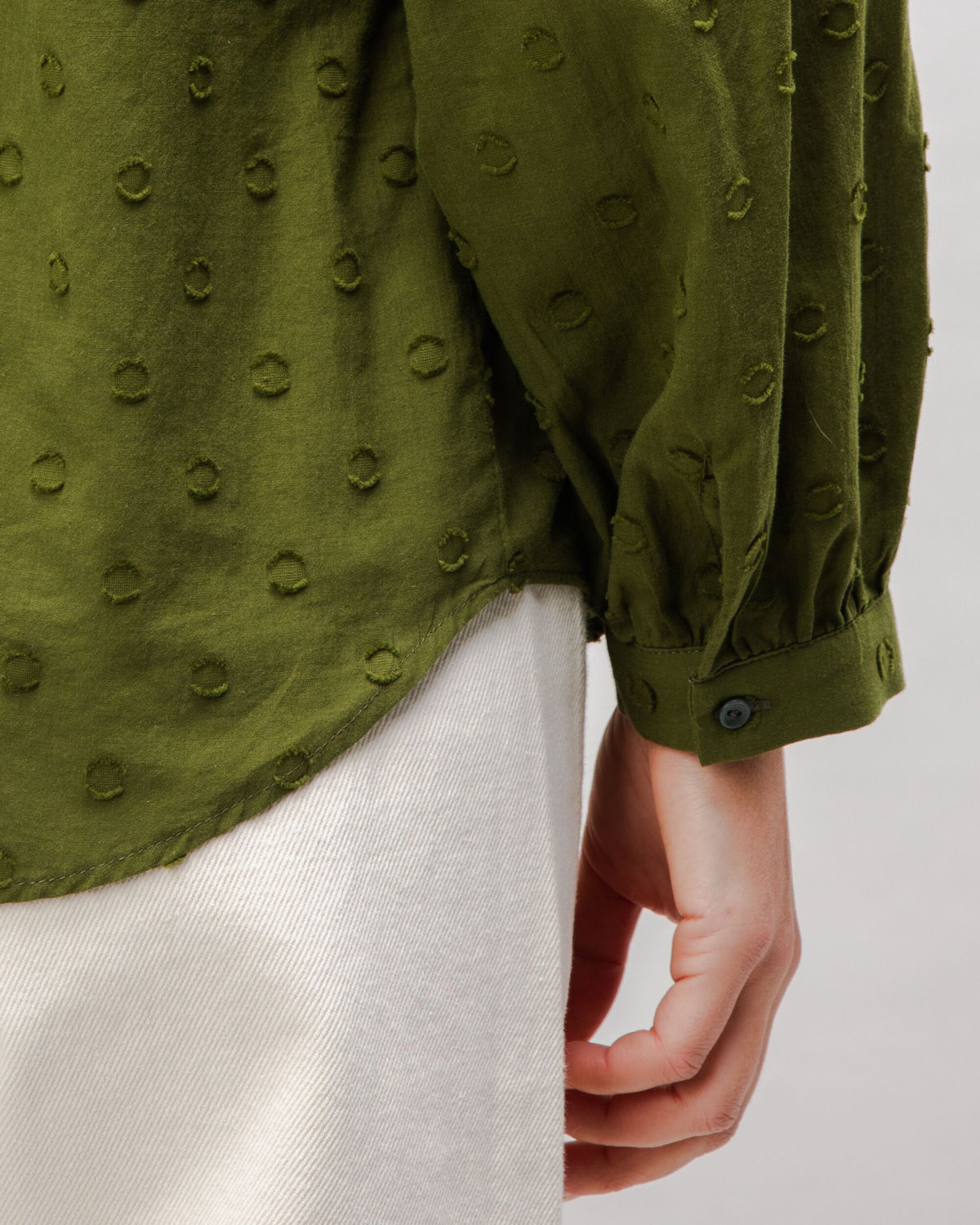 Chemise en coton biologique | vert "polka dot romantic cotton blouse green - green"