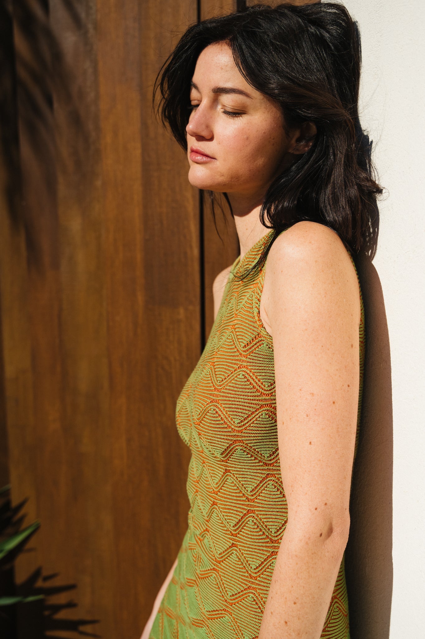 Robe midi en maille en coton bio | Verte "parrot pippi knitted dress"
