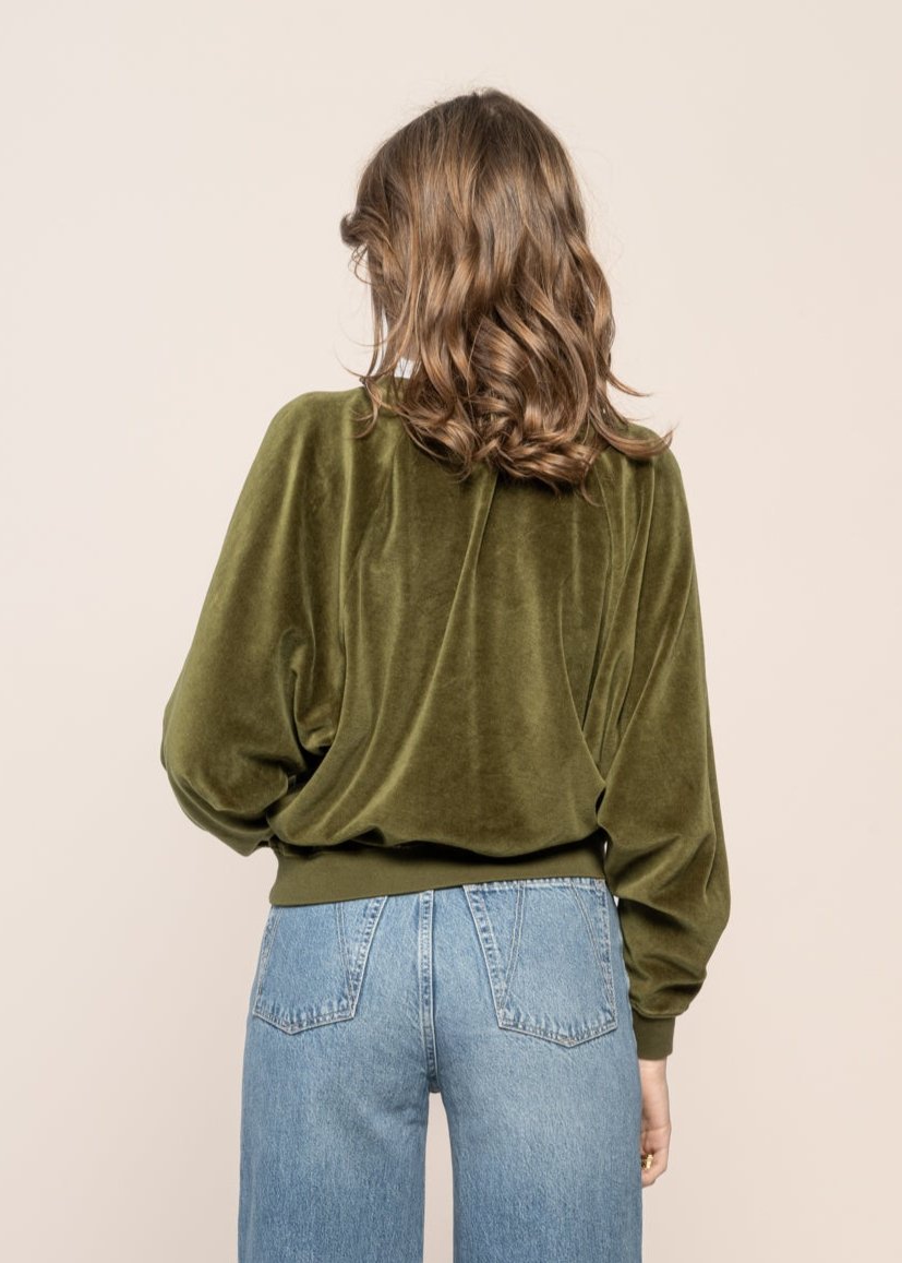 Sweat velours en coton bio | vert "raglan cotton sweatshirt"