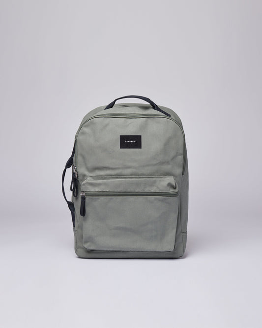 Sac à dos vert clair en coton bio et polyester recyclé - August dusty green