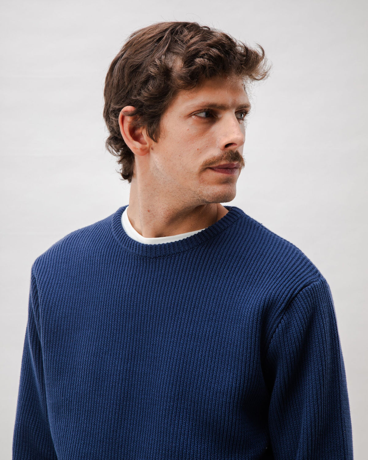 Pull en coton bio | marine "structured cotton sweater navy"