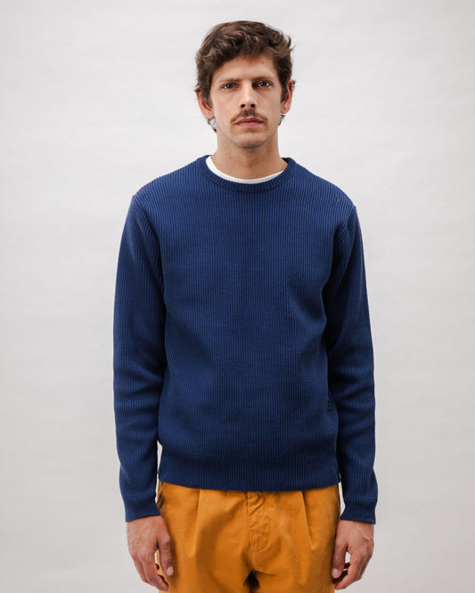 Pull en coton bio | marine "structured cotton sweater navy"
