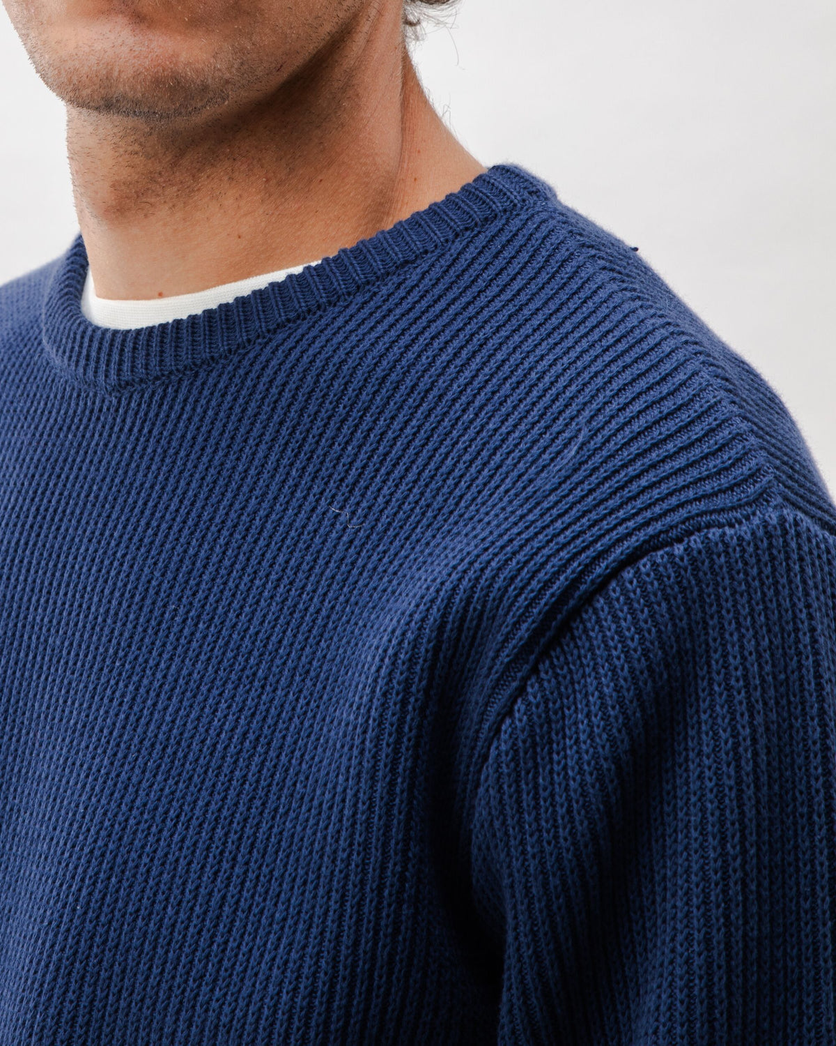 Pull en coton bio | marine "structured cotton sweater navy"