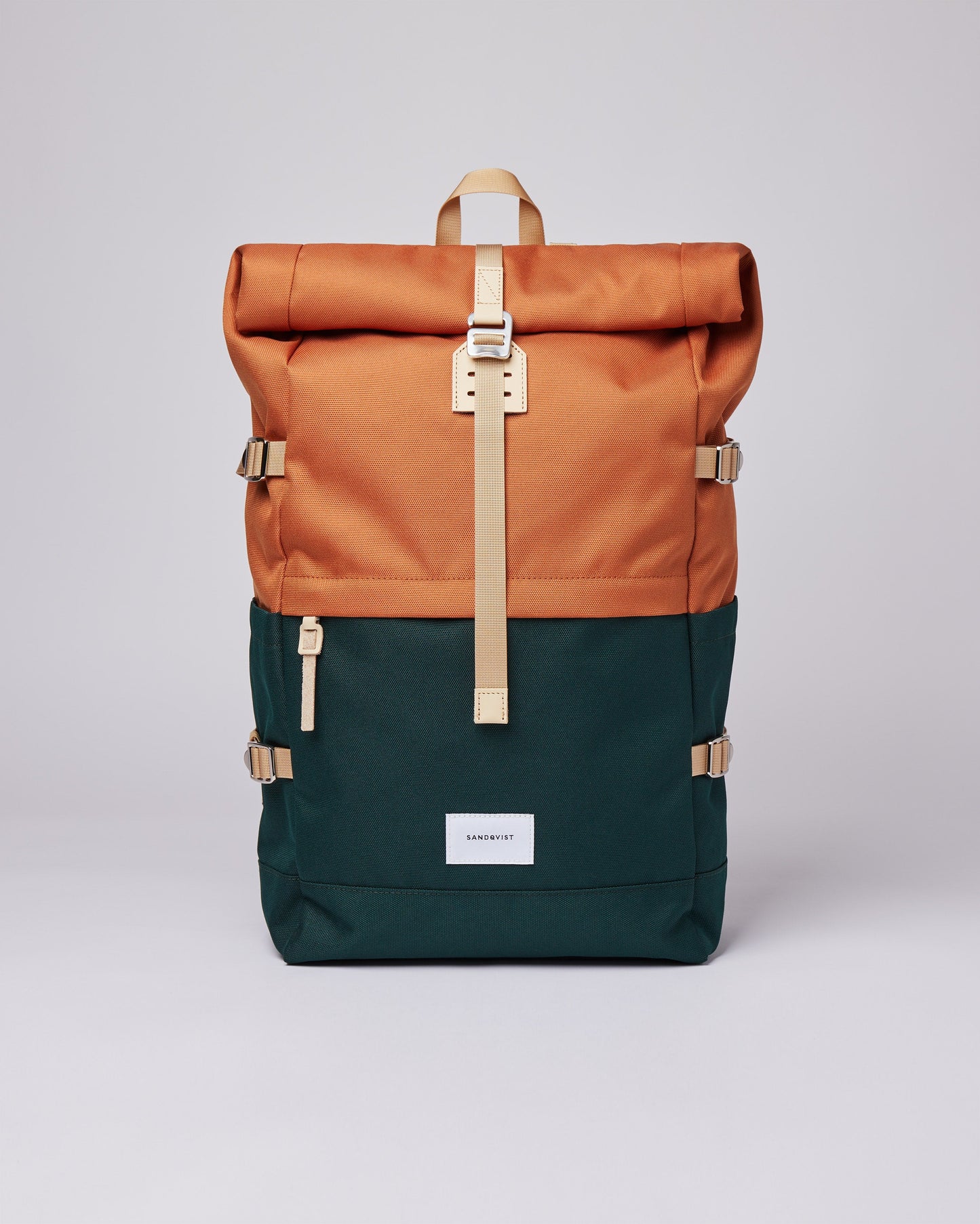 Sac à dos rolltop en matière recyclée | Vert et orange "bernt multi dark green/orange"