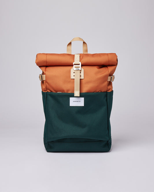 Sac à dos rolltop en matière recyclée | Vert et orange "ilon multi dark green/orange"