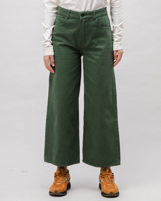 Pantalon ample en coton bio | vert "5 pocket cotton twill pants - green"