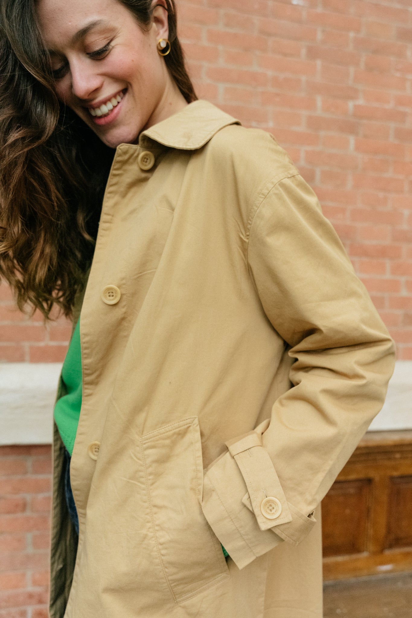 Trench long camel en coton bio - macarena jacket camel