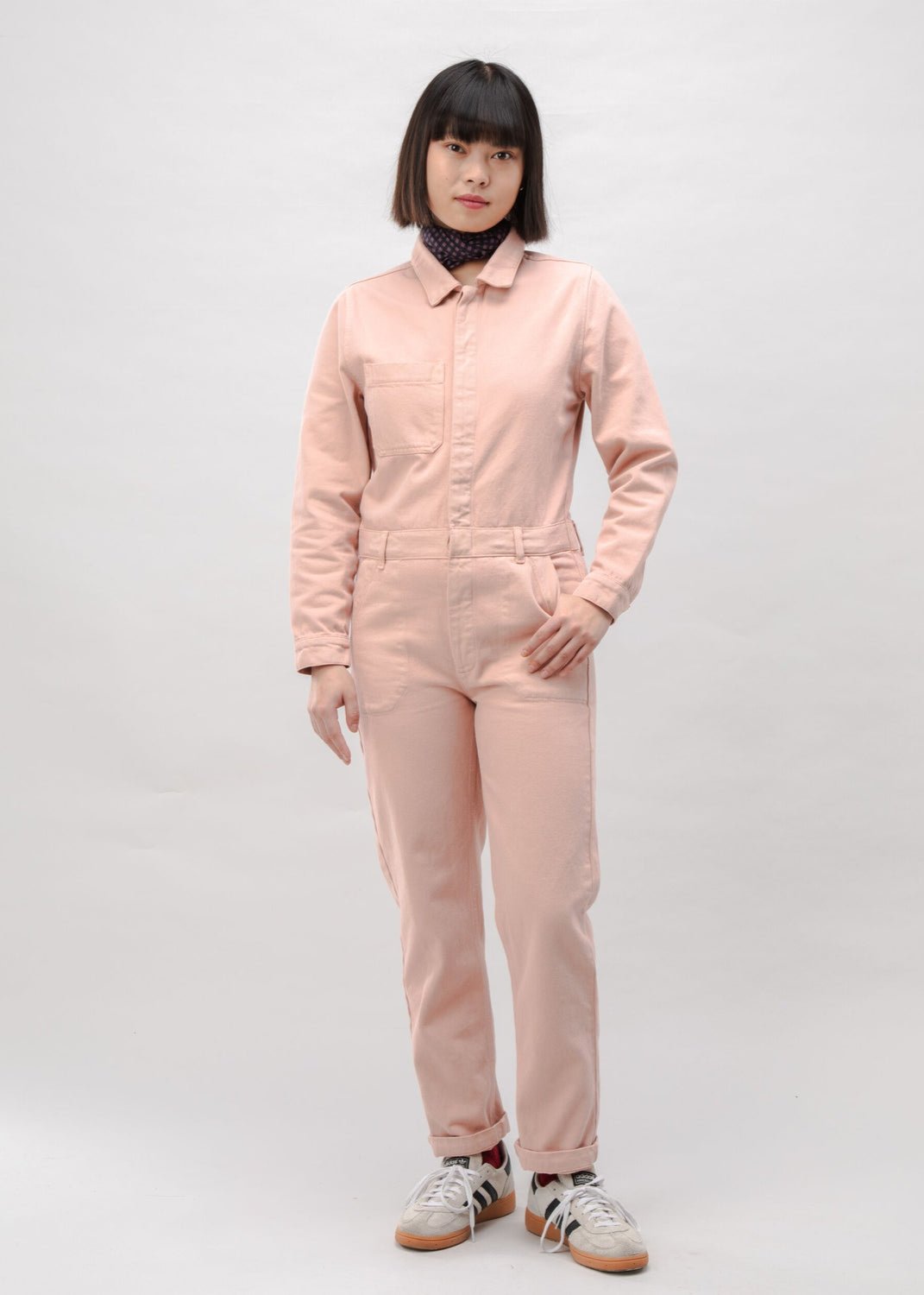 Combinaison en coton biologique | rose "cotton twill boiler suit rose - rose"