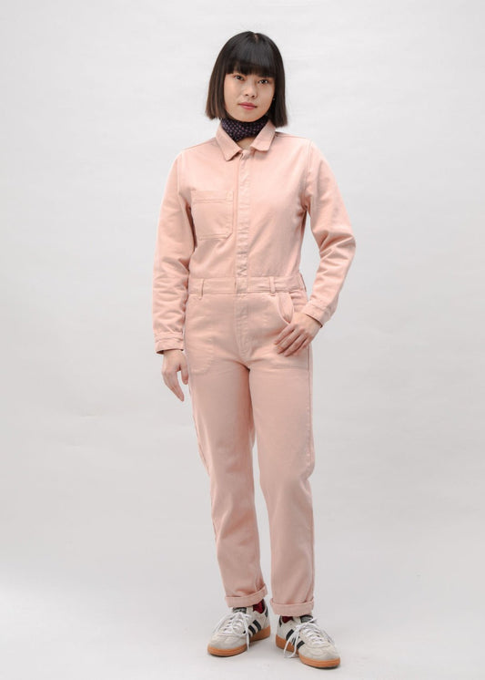 Combinaison en coton biologique | rose "cotton twill boiler suit rose - rose"