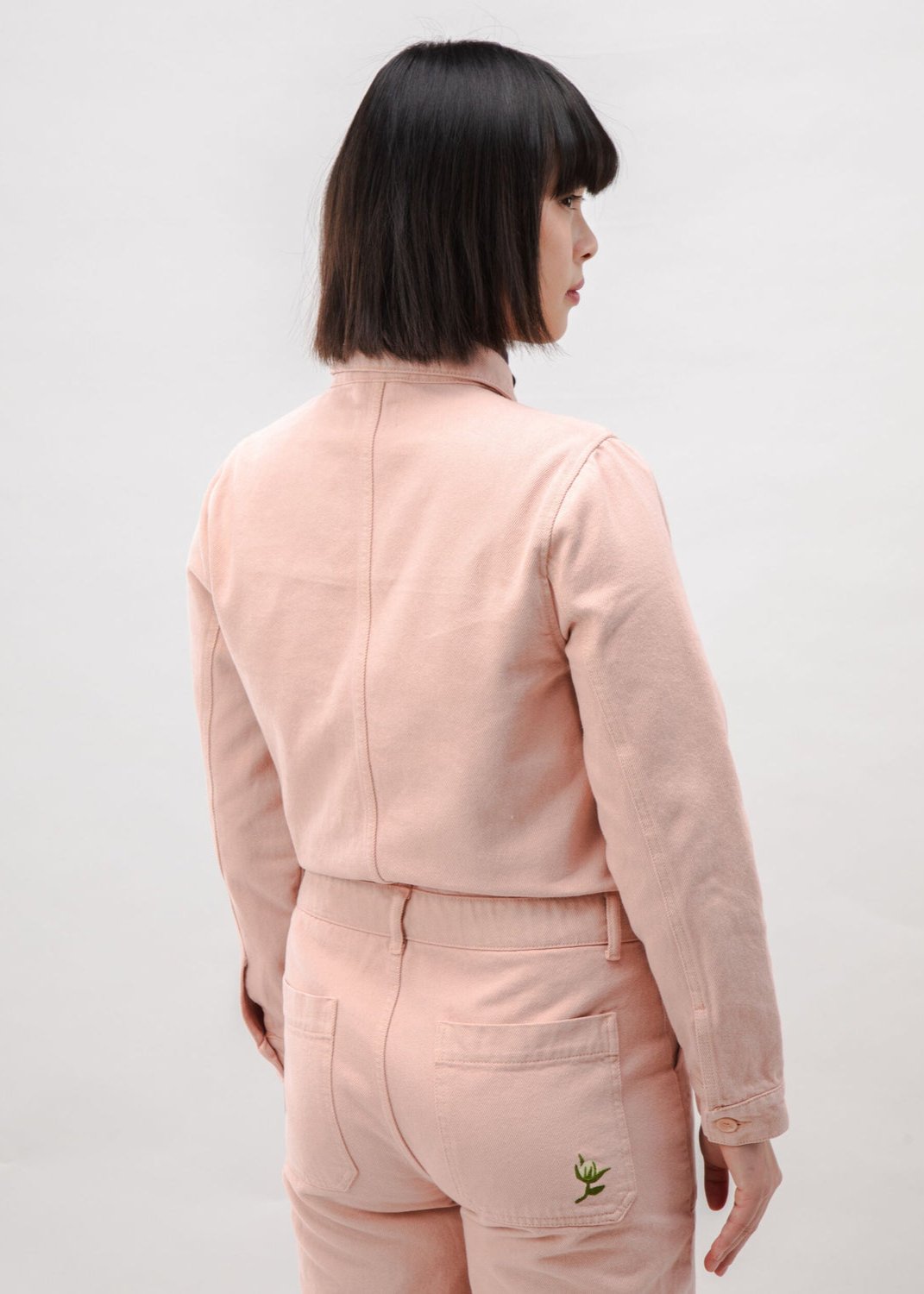 Combinaison en coton biologique | rose "cotton twill boiler suit rose - rose"