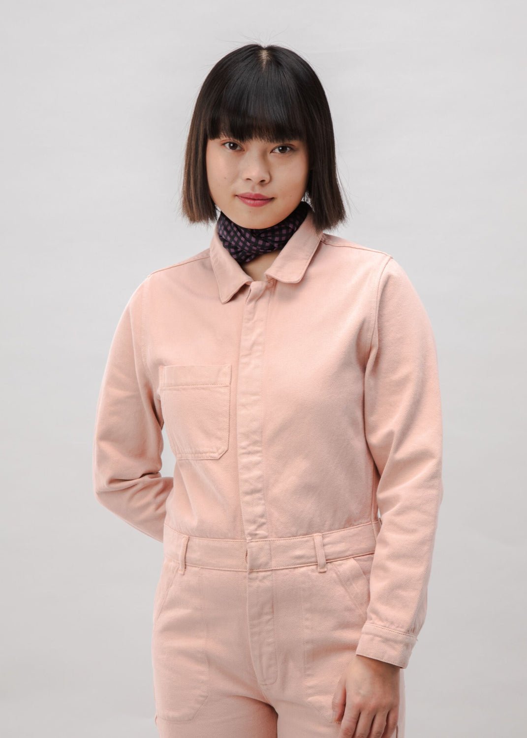 Combinaison en coton biologique | rose "cotton twill boiler suit rose - rose"