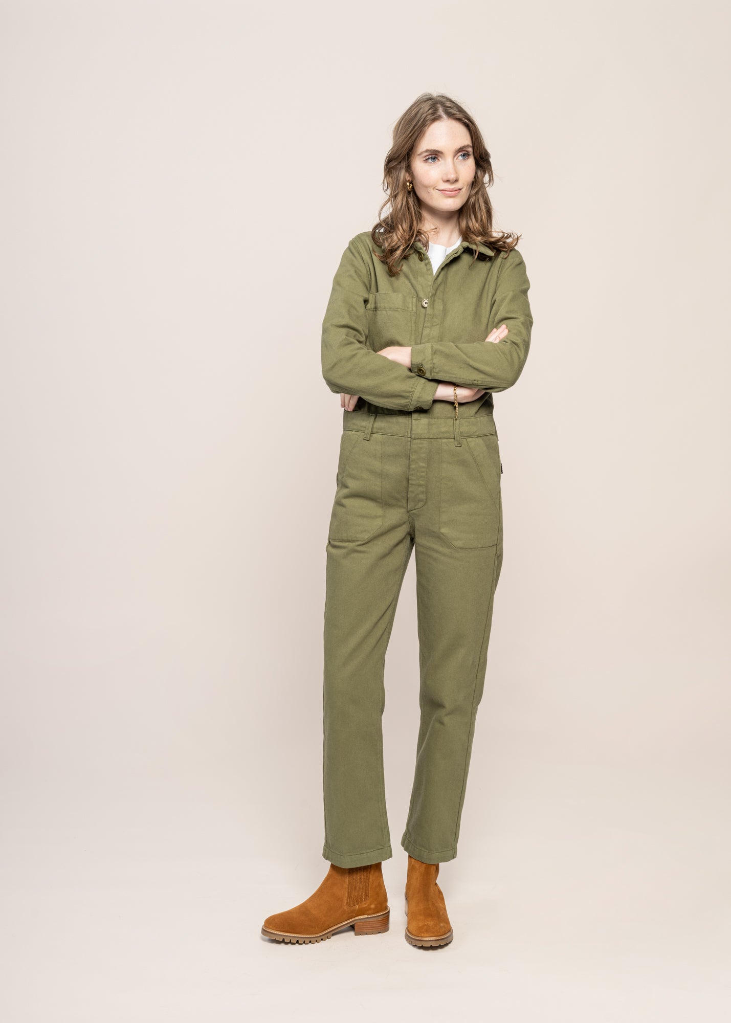 Combinaison en coton bio | verte 'cotton twill boiler suit green'