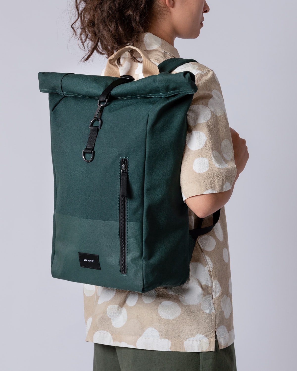 Sac à dos rolltop en matière recyclée | Vert "dante vegan"