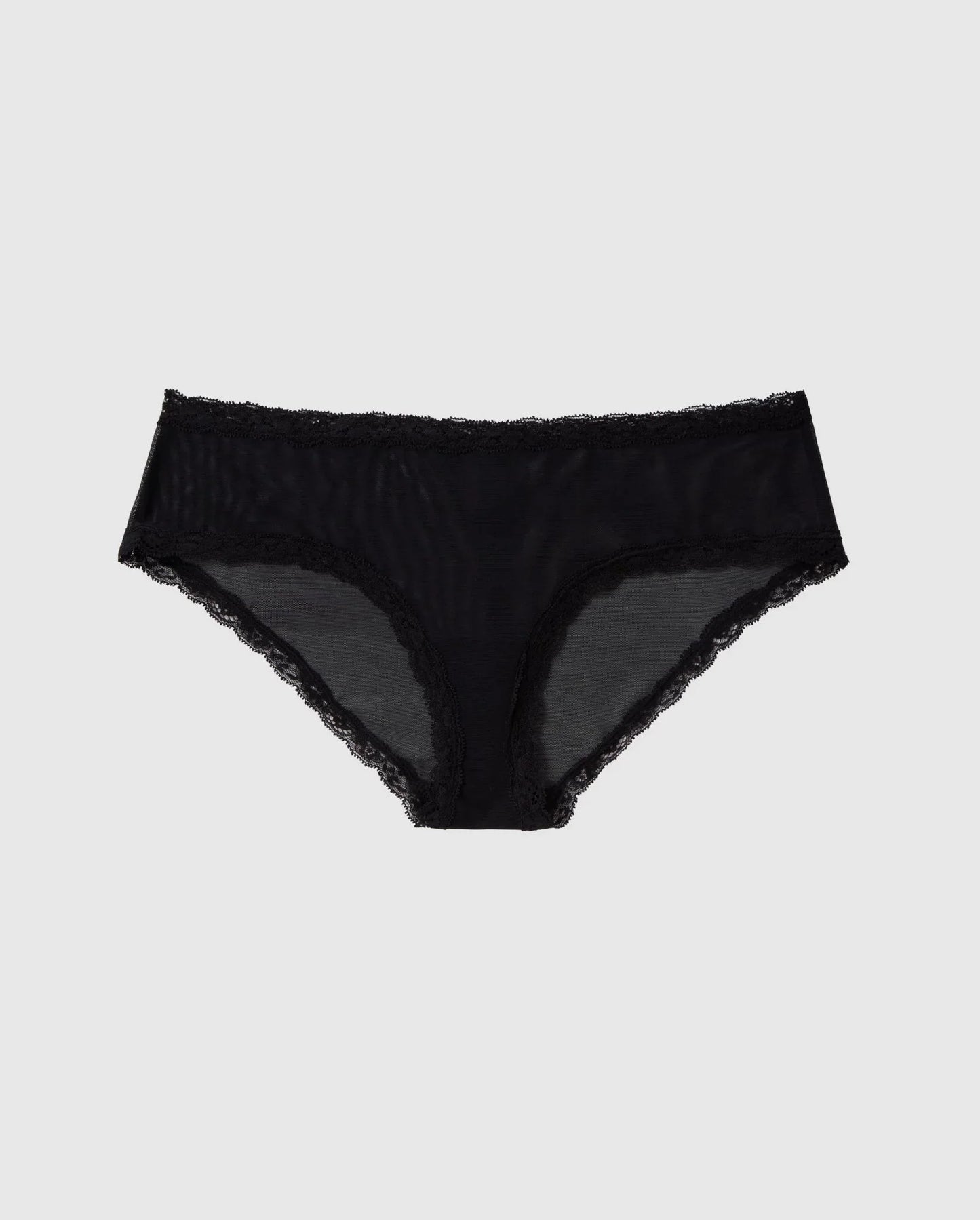Culotte en matière recyclée | noir "Mesh Lace Trim Hipster Black - black"