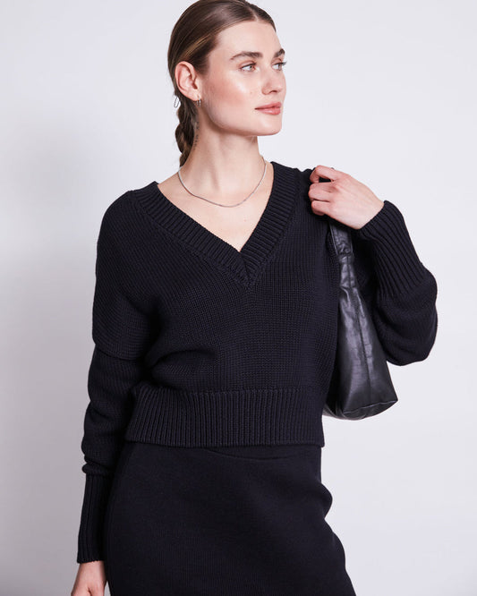 Pull oversize en coton bio | Noir "luz black"